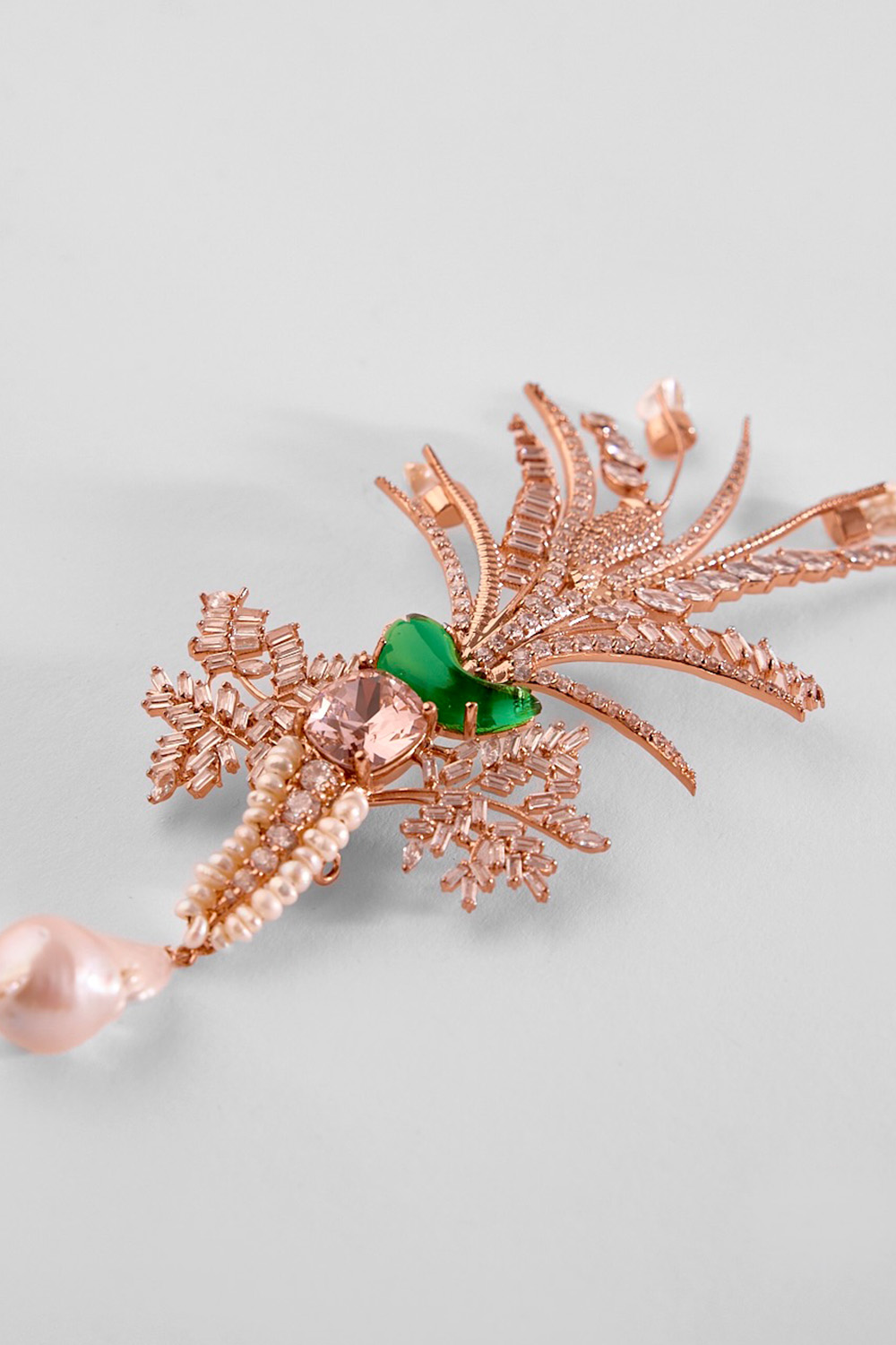Le Sunset Palm Brooch in Jade Green