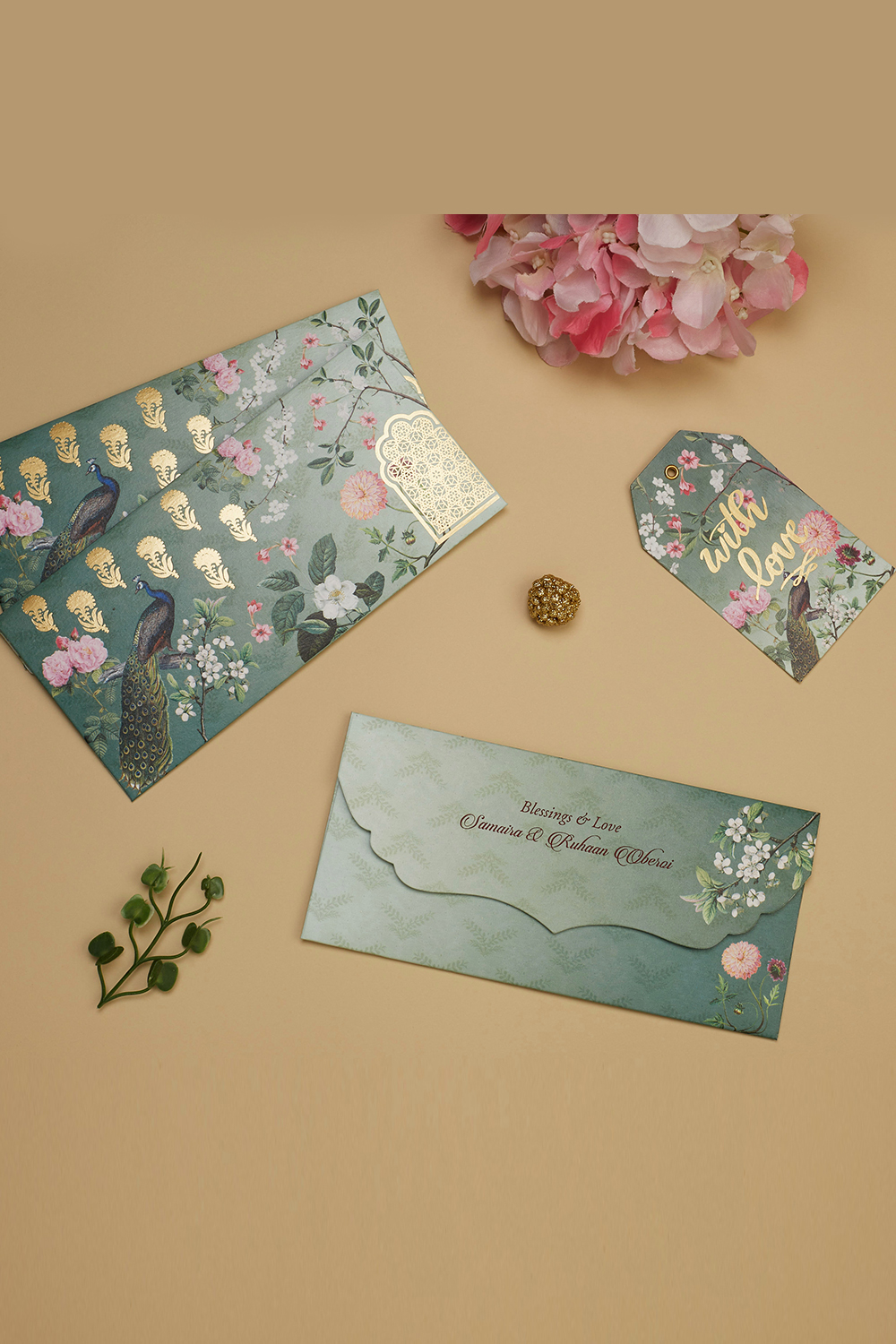 Personalized Peacock Courtyard Money Envelopes 