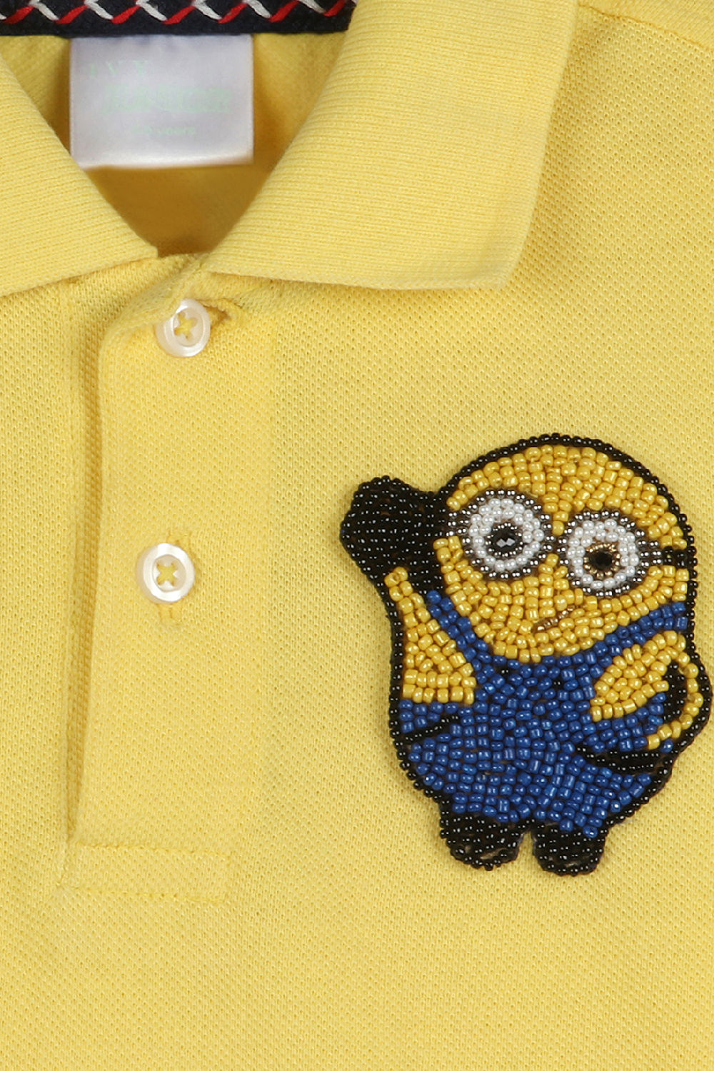 Yellow Polo T-Shirt With Hand- Embellished Minion Motif