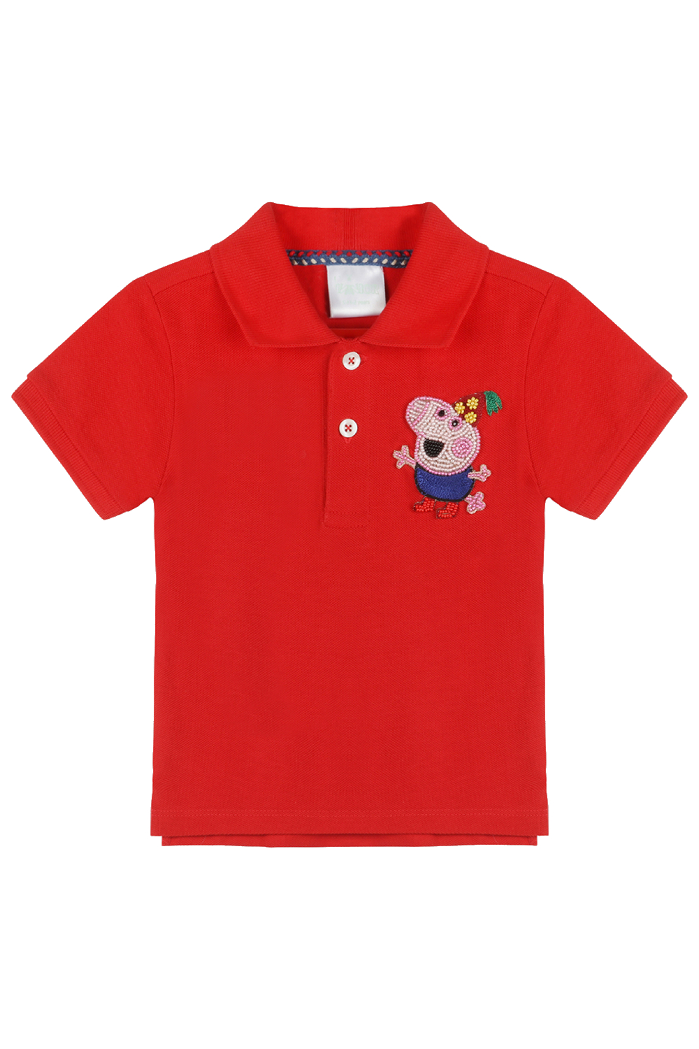 Red Polo T-Shirt With Hand- Embellished George Motif