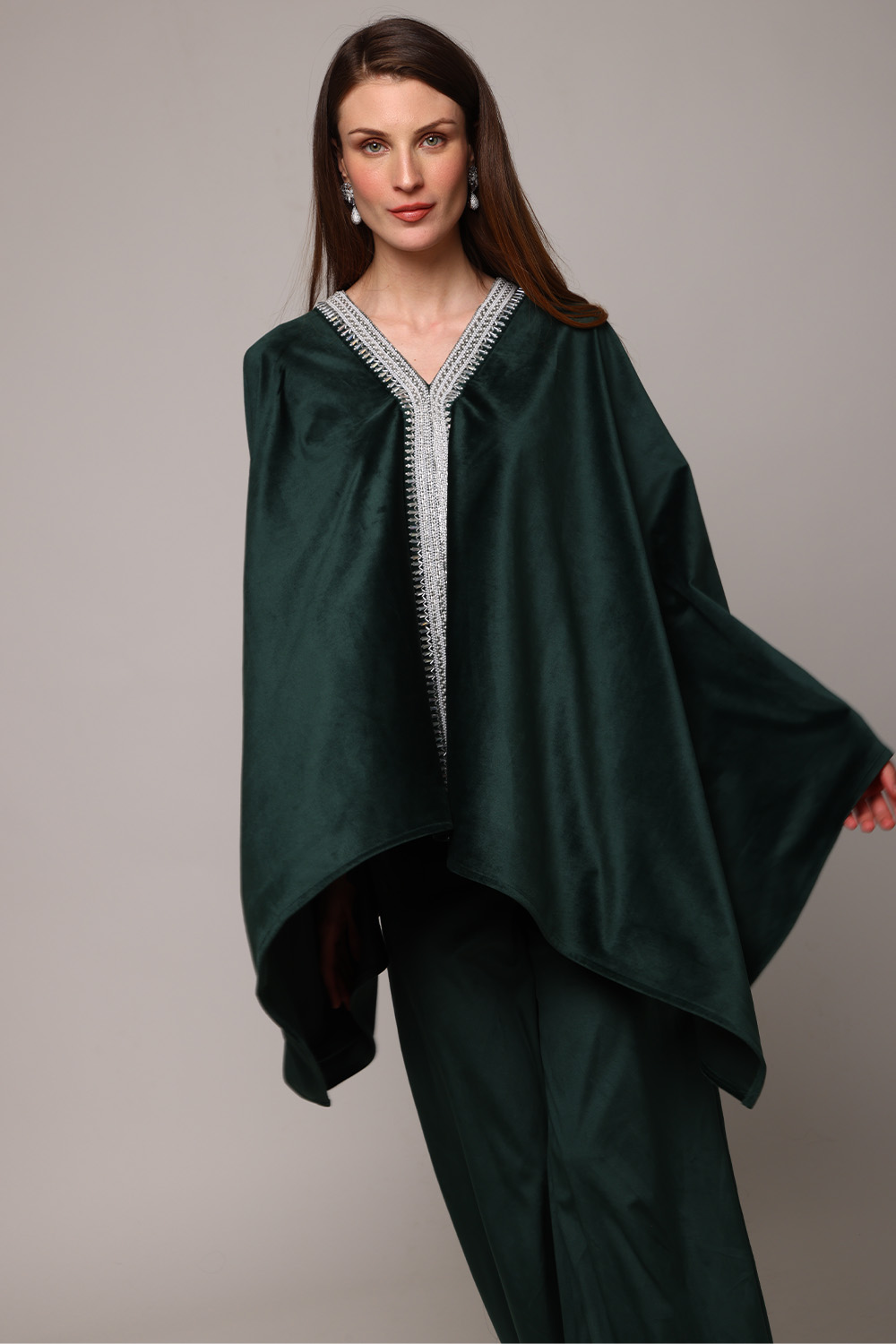 Multifaceted Bottle Green Cape
