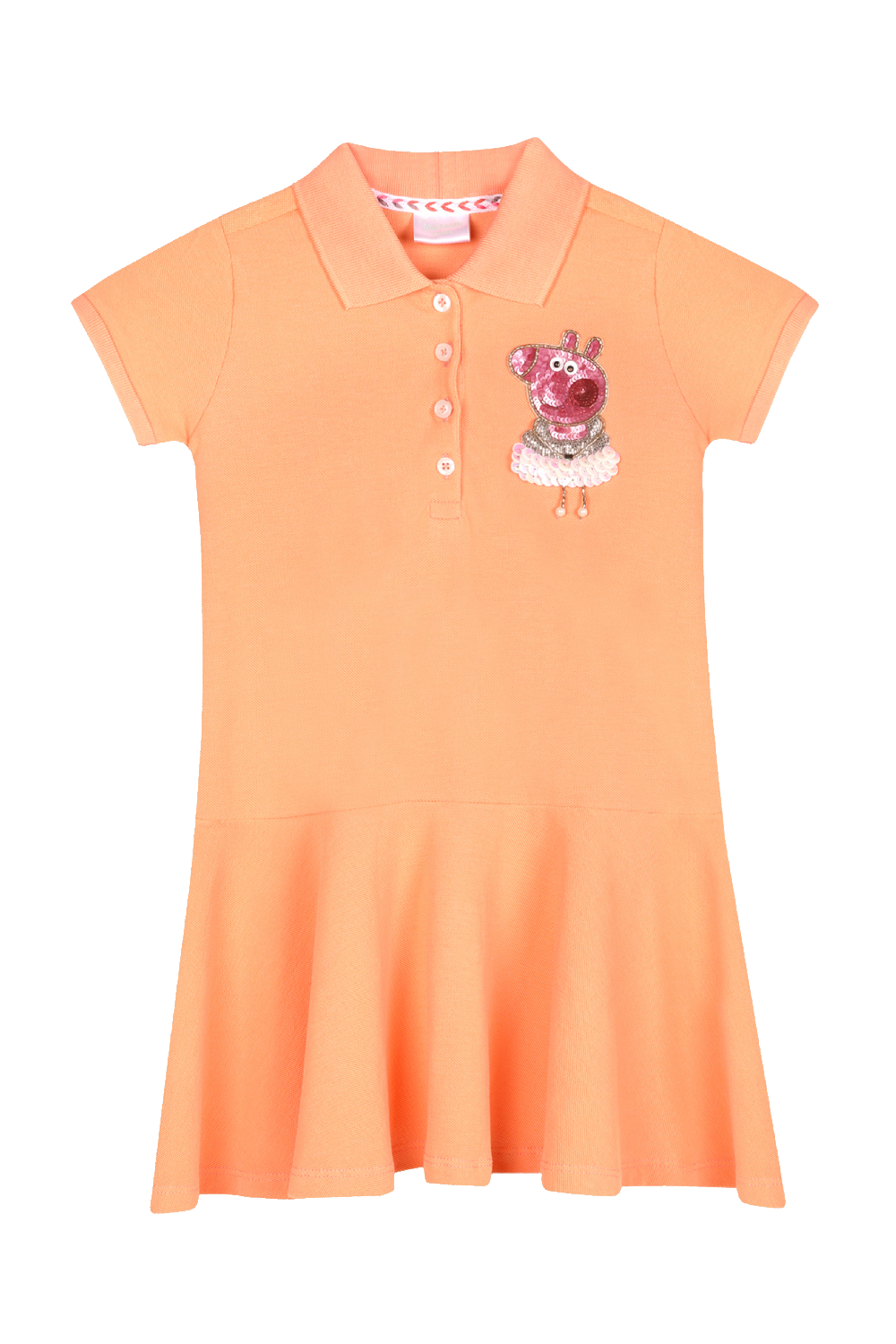 Girls Polo Peach Dress With Shy Peppa Pig Motif