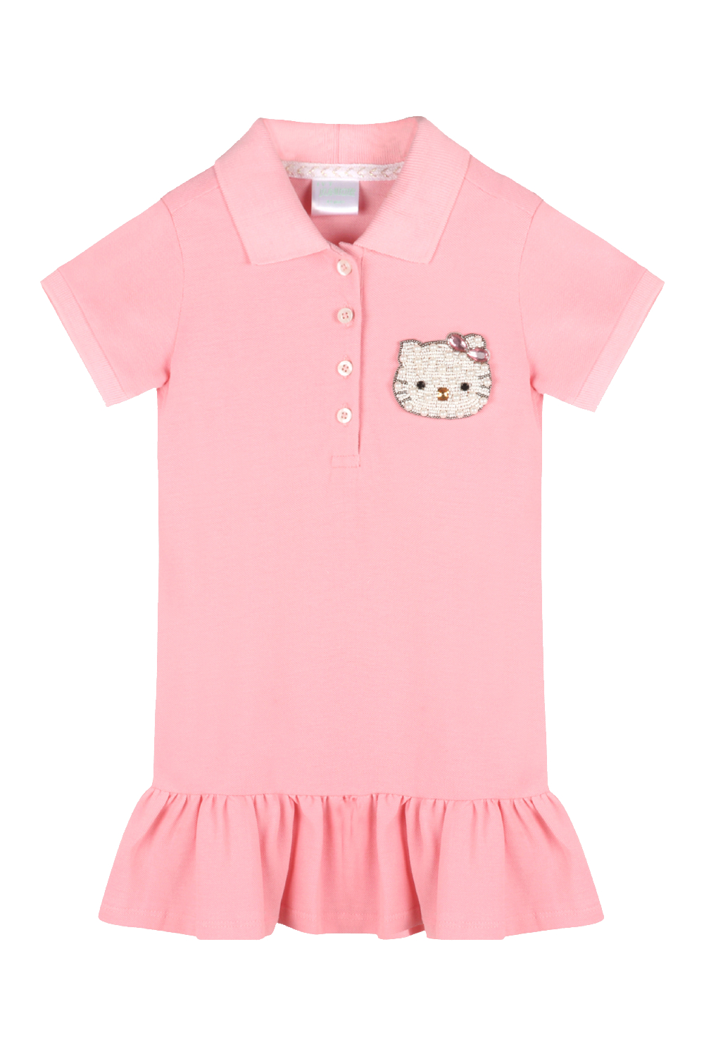 Girls Polo Dress With Ruffles At Hem And Hello Kitty Motif