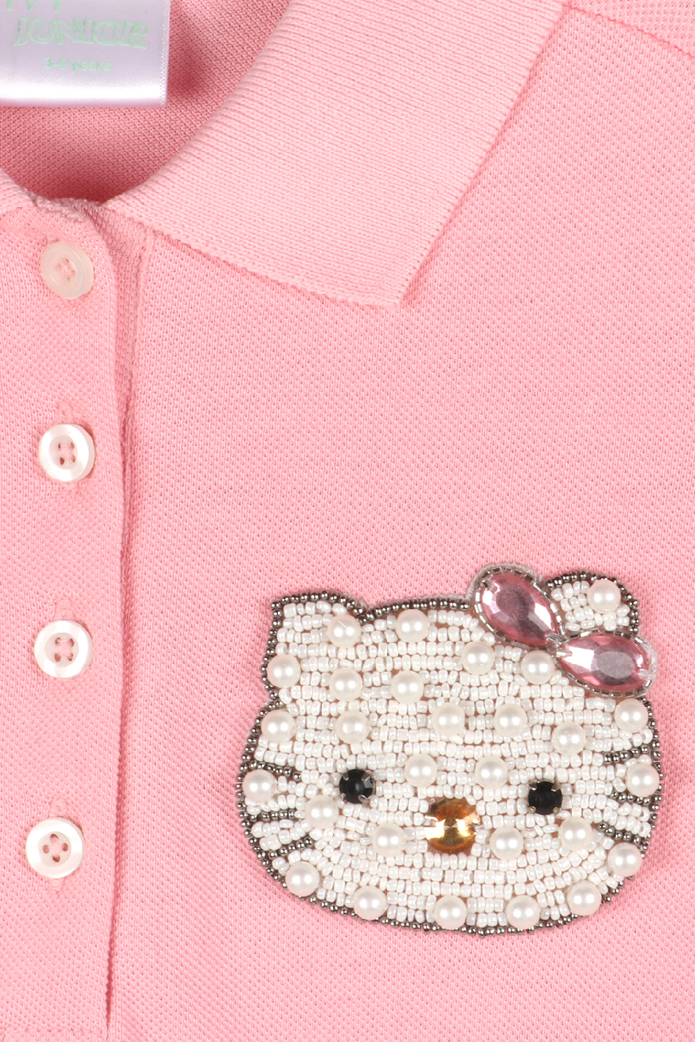 Girls Polo Dress With Ruffles At Hem And Hello Kitty Motif