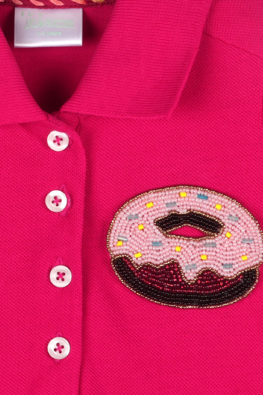 Girls  Polo Dress With Ruffles At Hem And Donut Motif