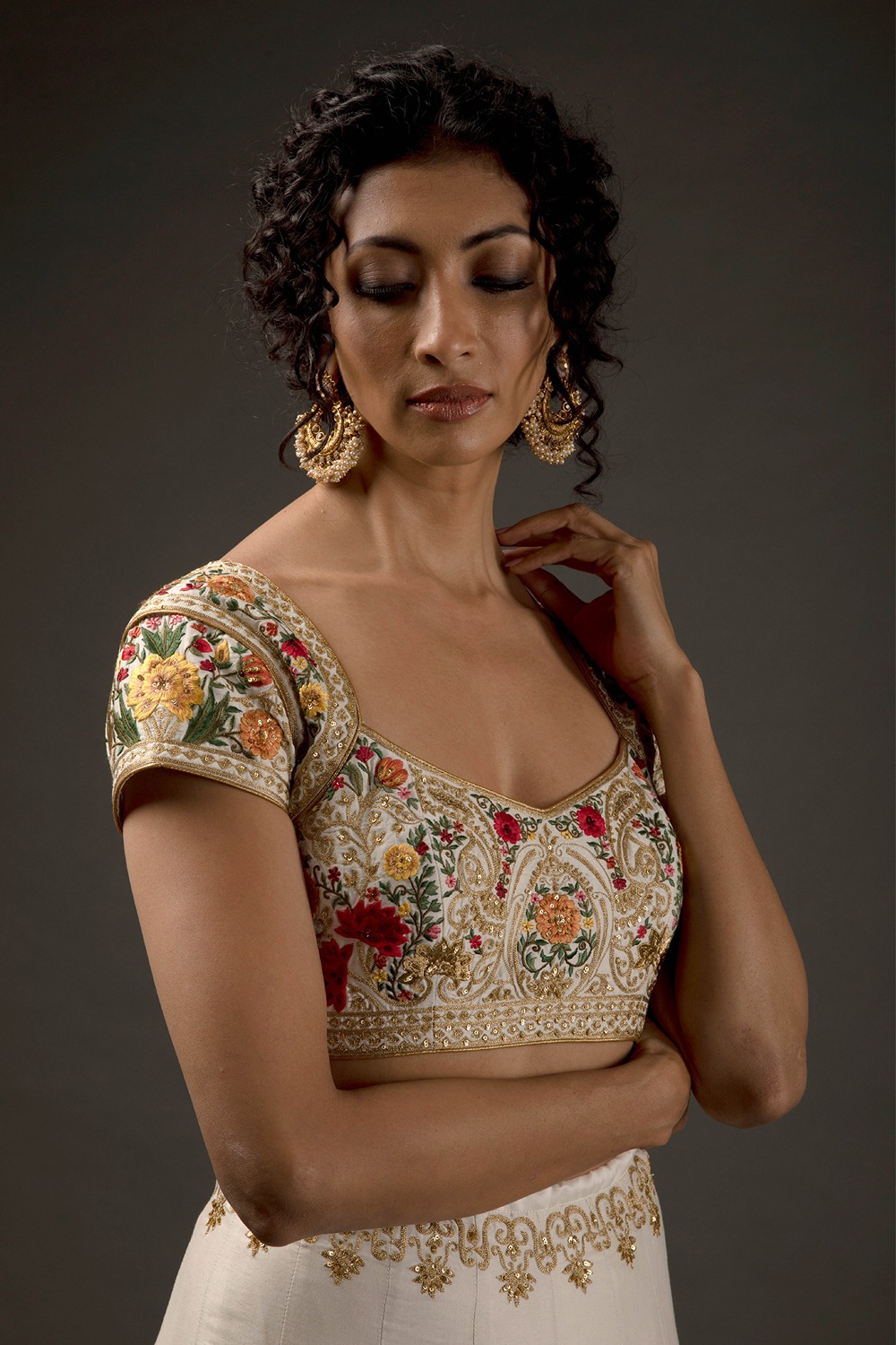 Ivory Coloured Embroidered Lehenga set