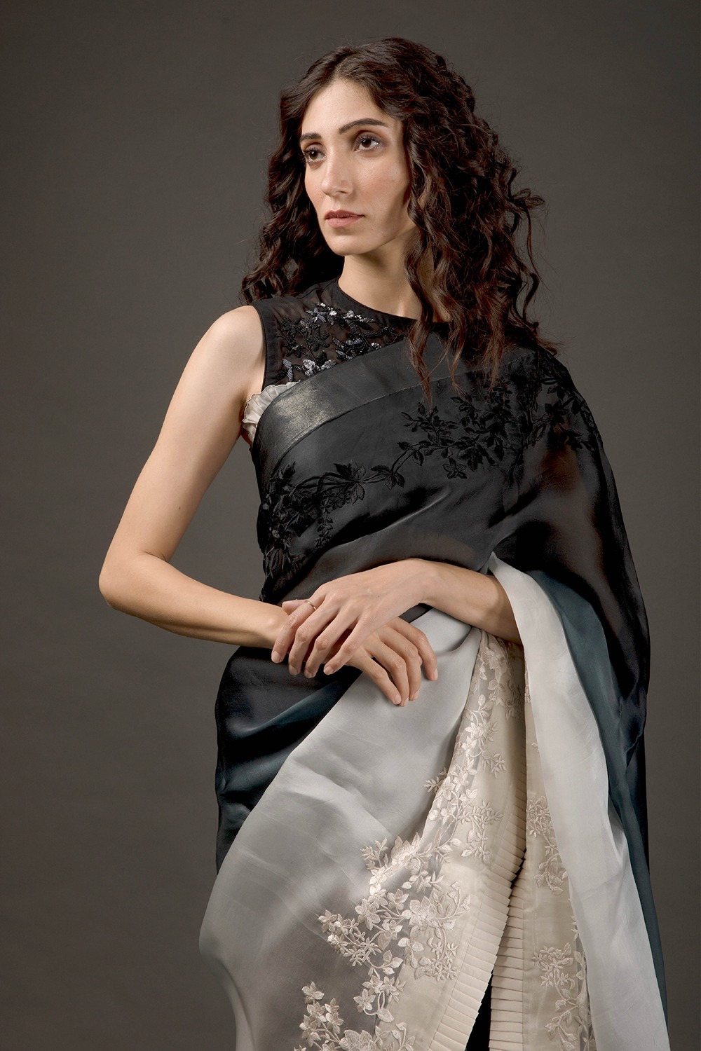 Embroidered Ombre Saree