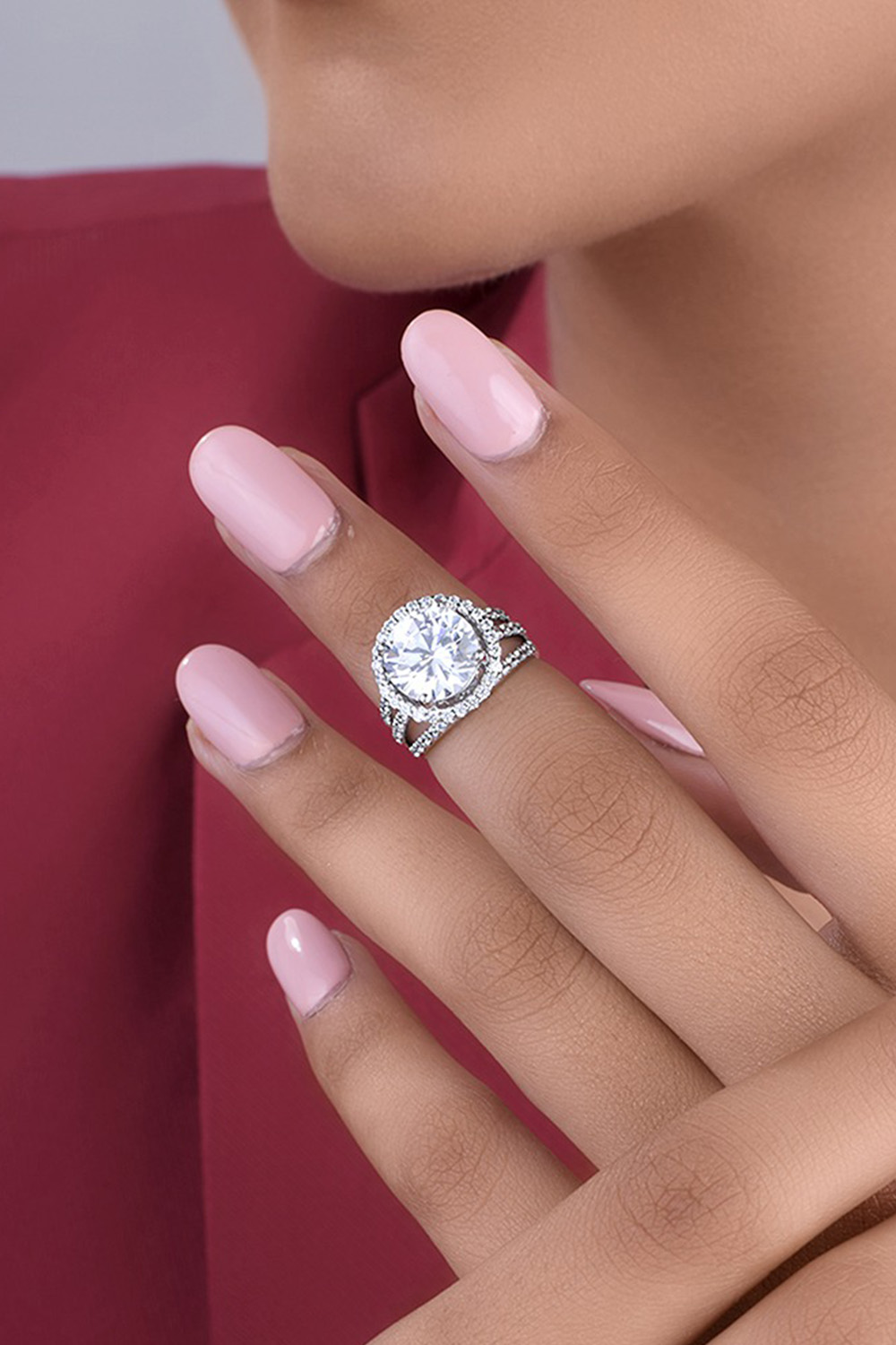 White Classic Halo Ring 