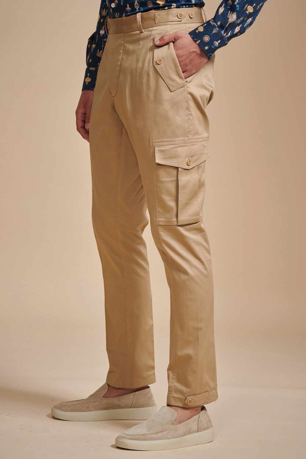 Stylised Beige Tapered Pant