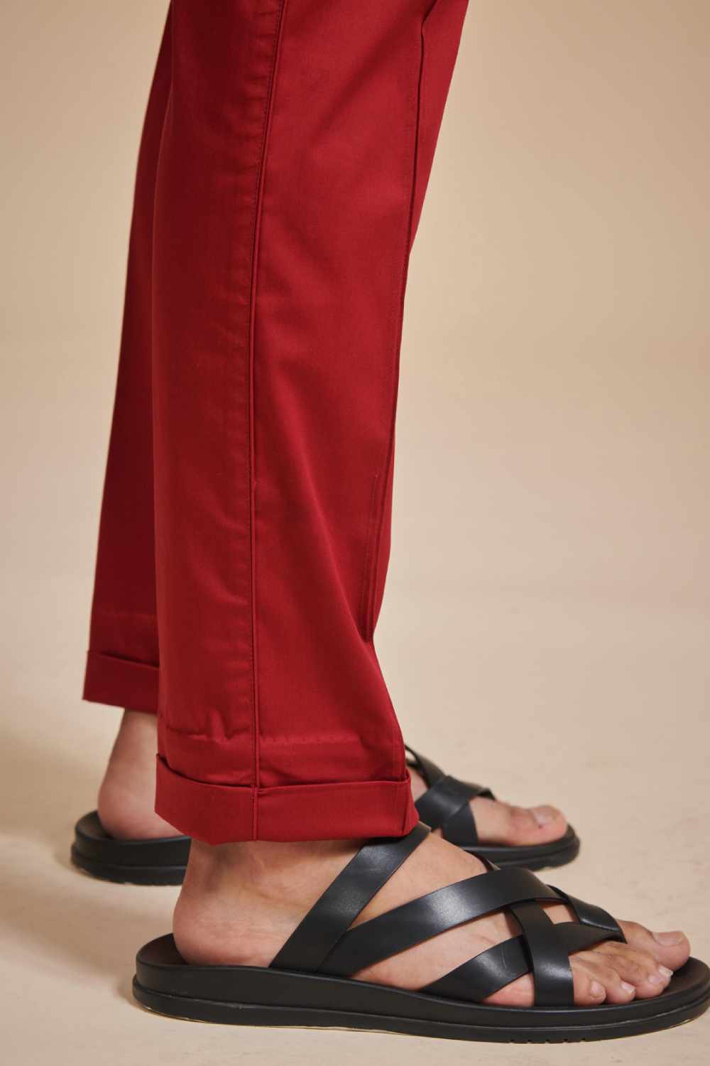 Red Cotton Tapered Pant