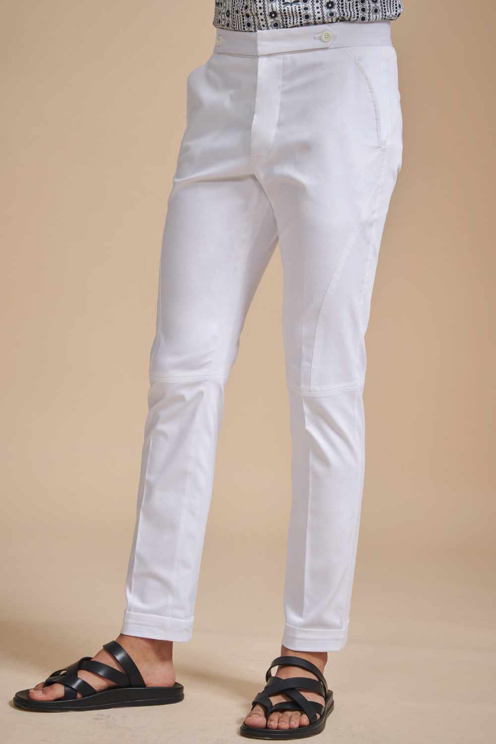 Stylised White Tapered Pant