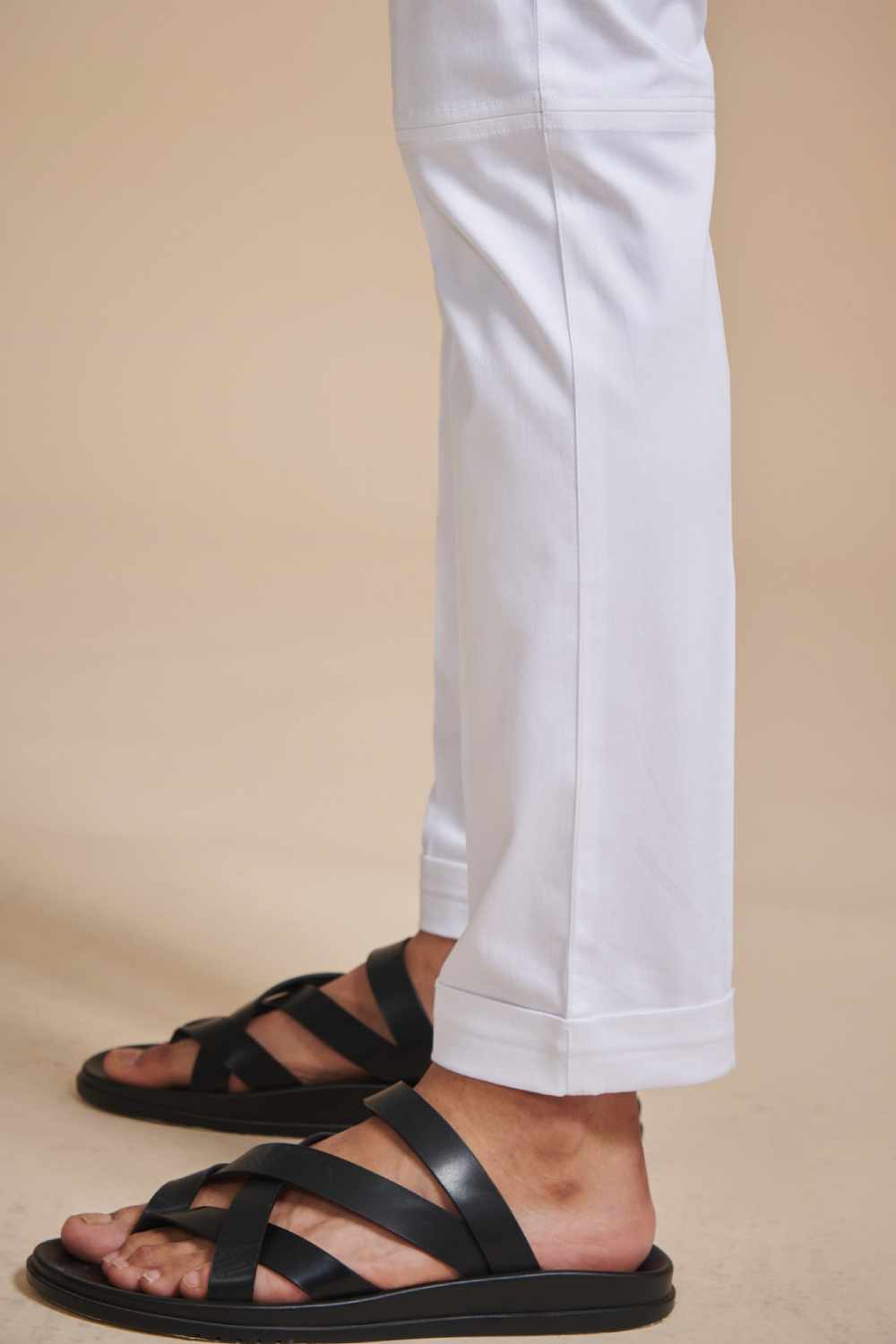 Stylised White Tapered Pant