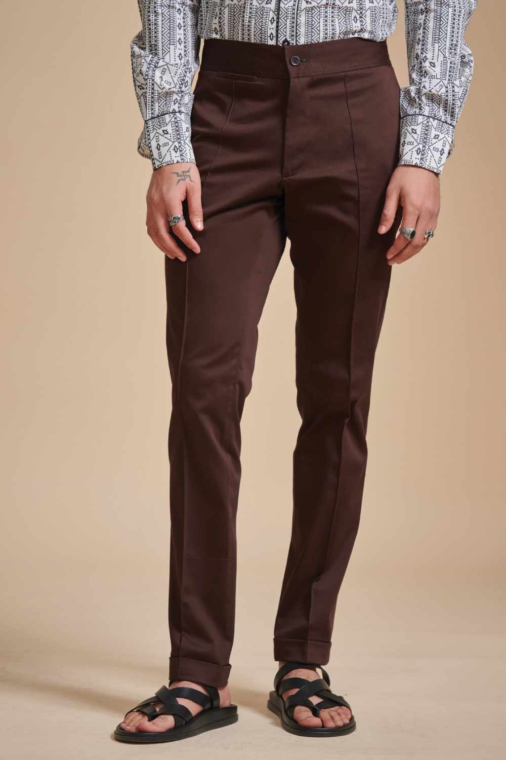 Stylised Brown Tapered Pant