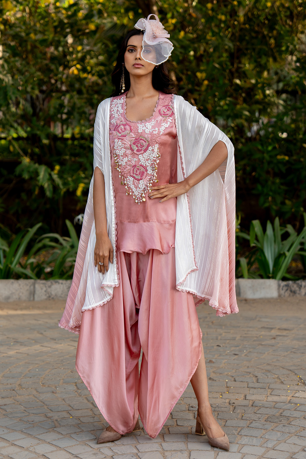 Ombre Lurex Cape & Top With Dhoti