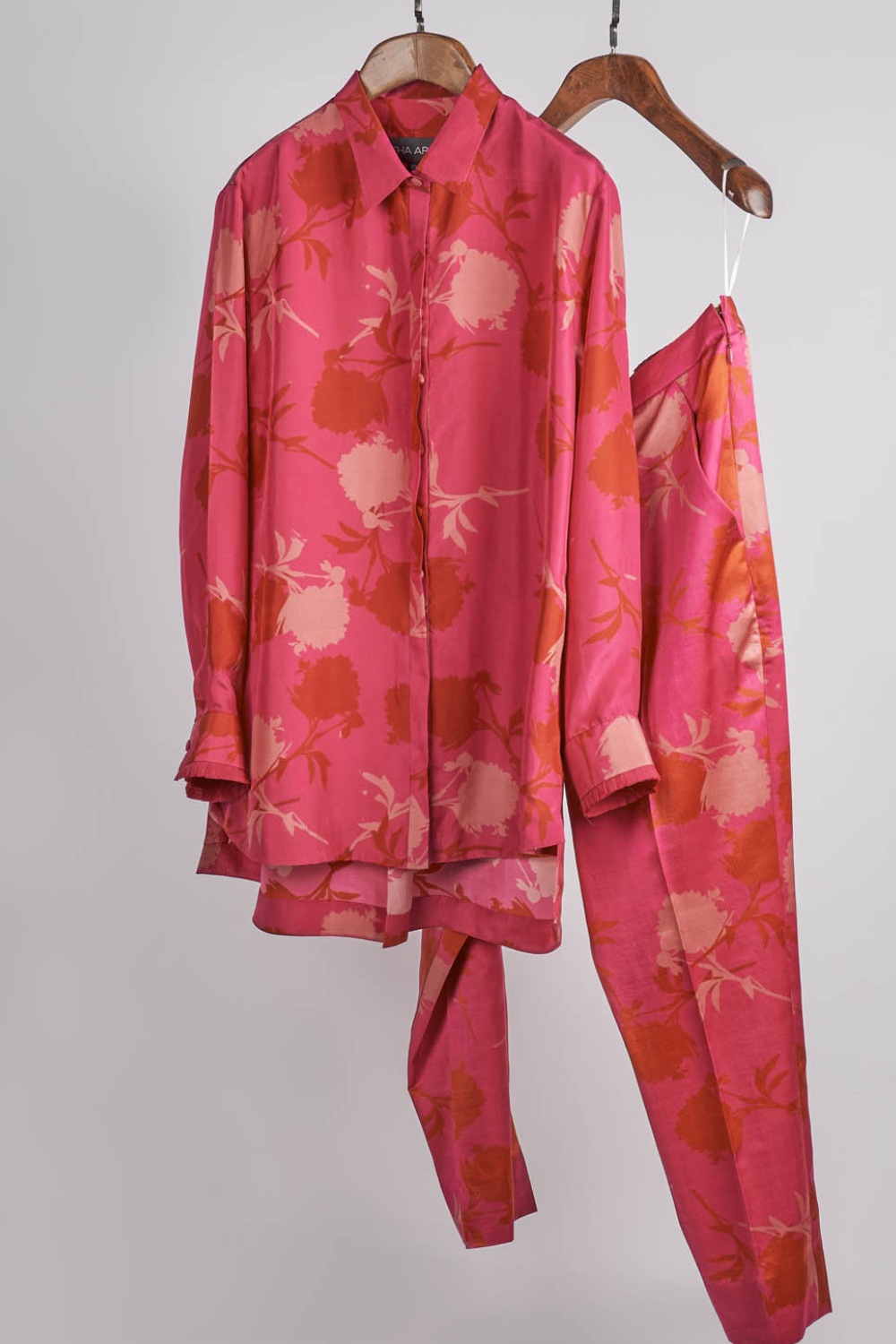 Pink Printed Floral Silk Co-ord Set