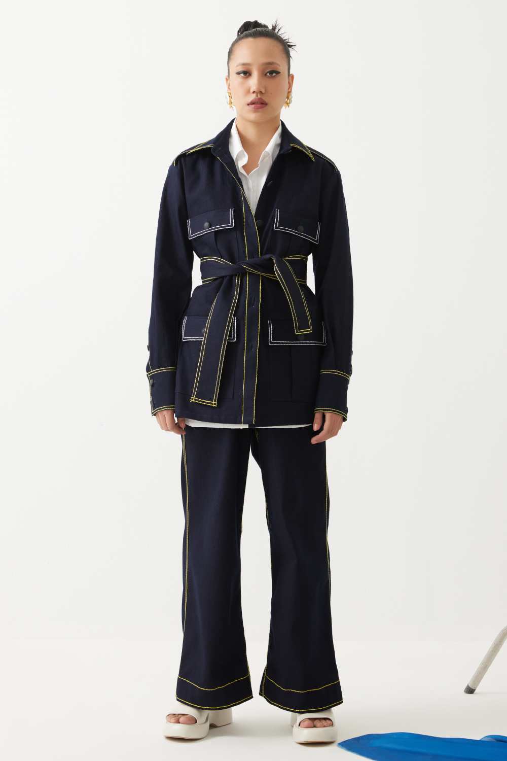 Blue Rover Denim Topstitching Co-ord With Trousers
