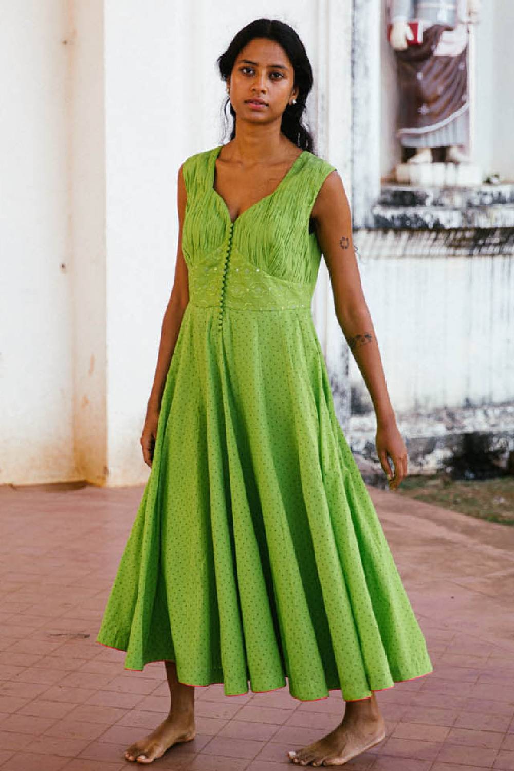 Neon Green Champa Kali Dress