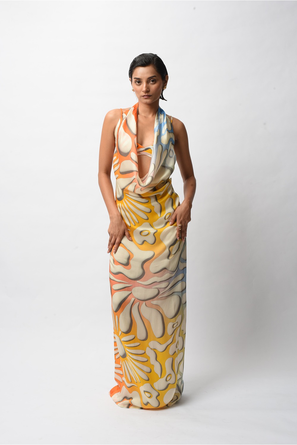 Satin Allure Backless Resort Gown