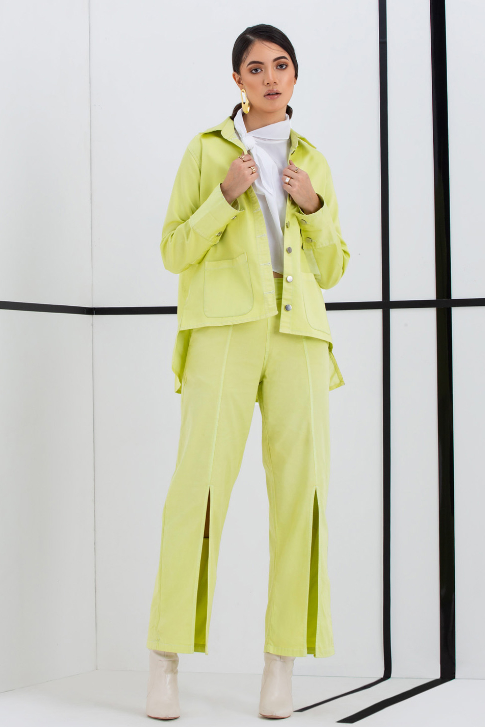 The Antoinette Neon Denim Jacket & Pant Set