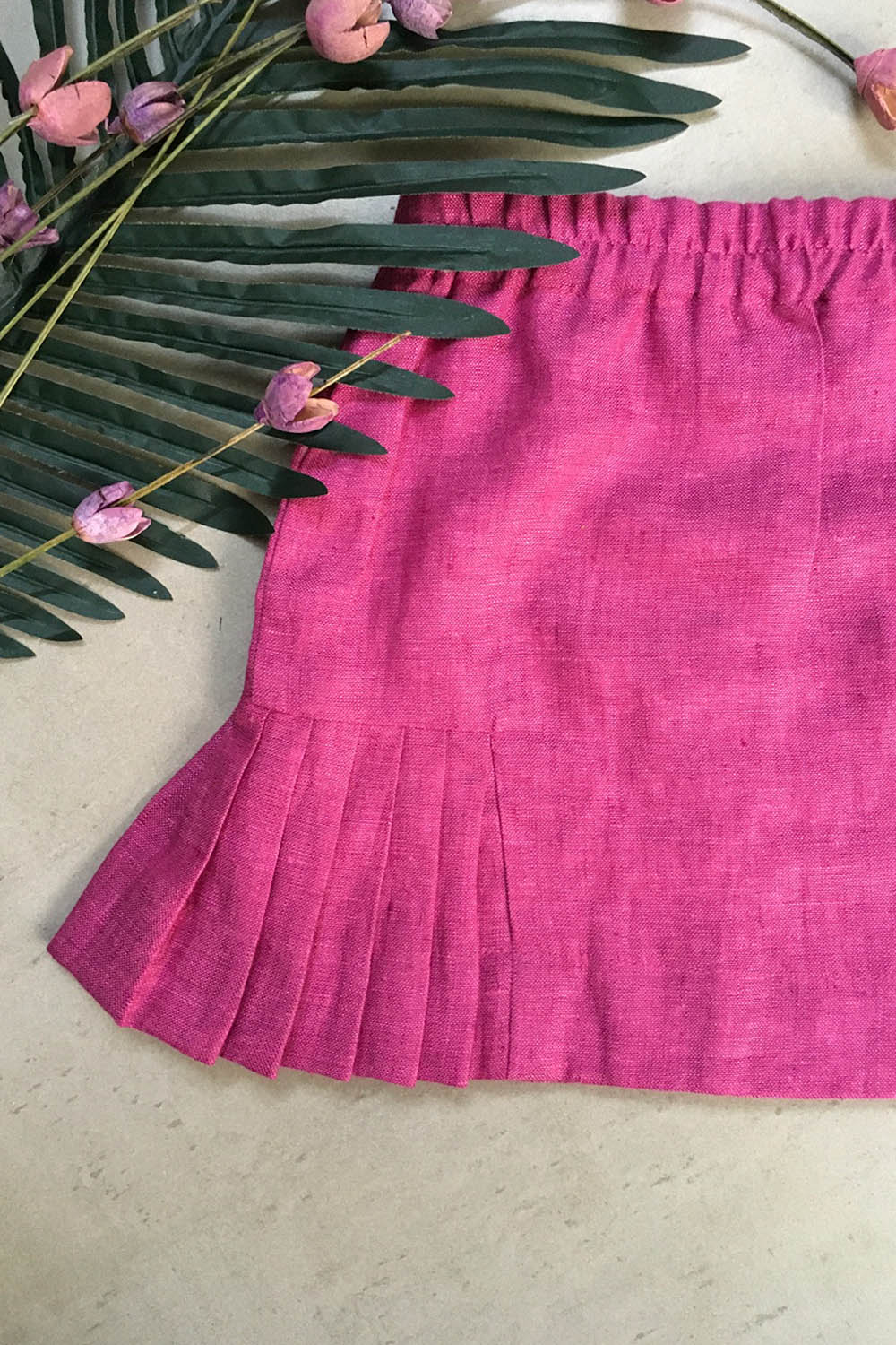 Girls Short Linen Skirt Pink