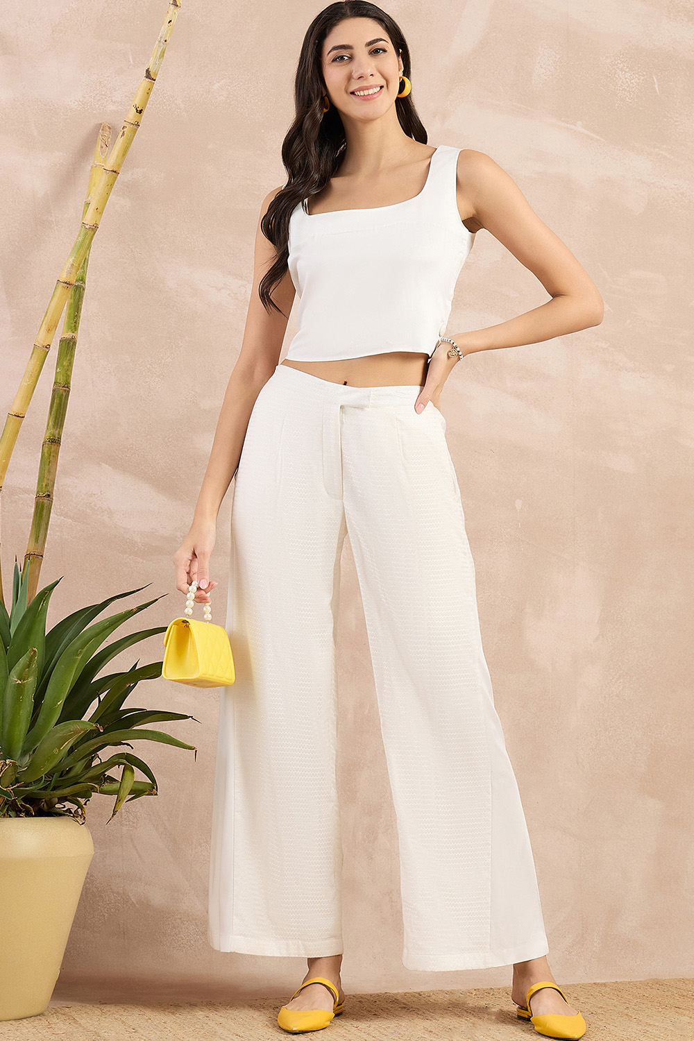 Off-White Buttoned Camisole Crop Top