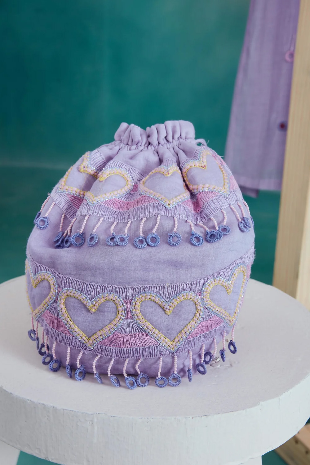 Digital lavender hand embroidered Bag