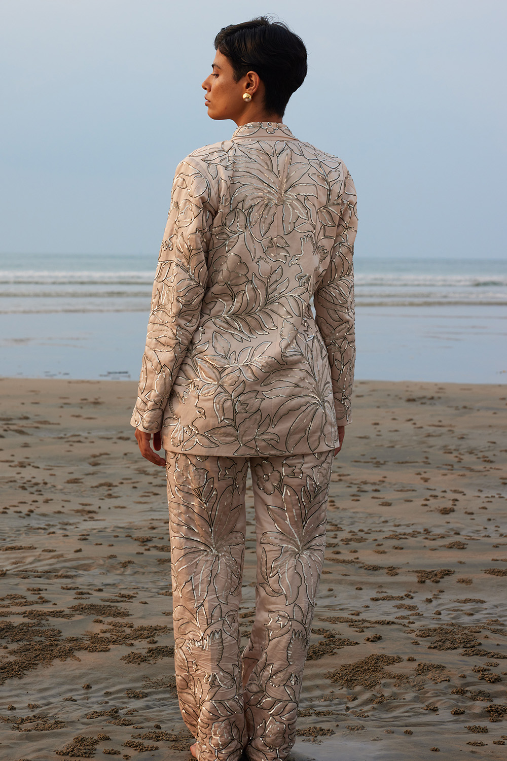 Jardin Hand-Embroidered Blazer With Pants