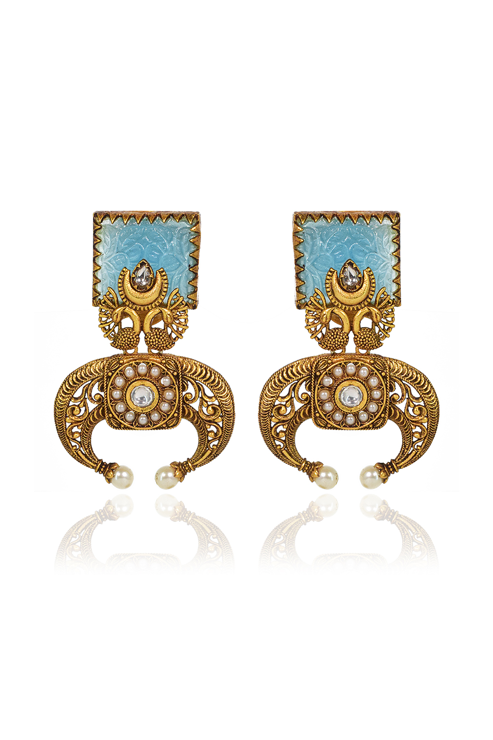 Blue Antique Pearl Earrings