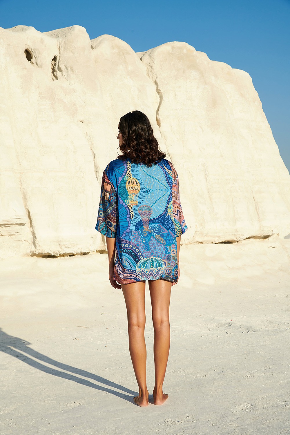 Halter Summer Swimsuit Paired With Endless Summer Shirt In Cappadoccia