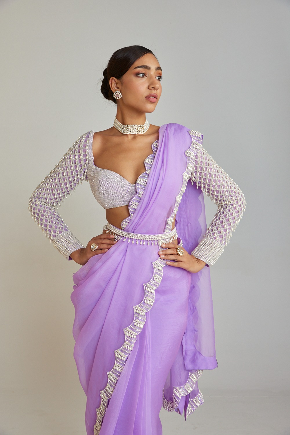Lilac Saree Set