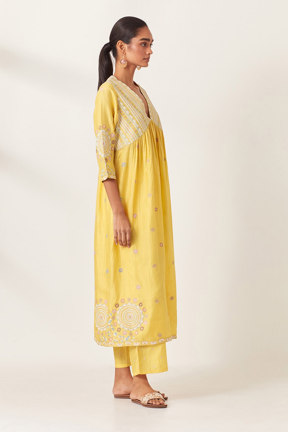 Yellow Silk Kurta Dress 