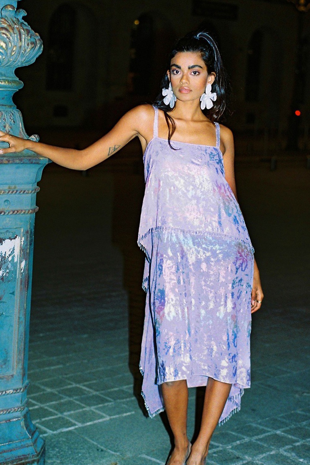 Paris Lilac Metallic Jacquard Chandelier Dress