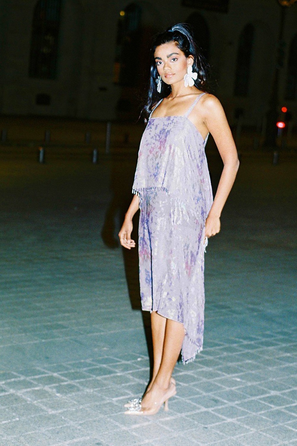 Paris Lilac Metallic Jacquard Chandelier Dress