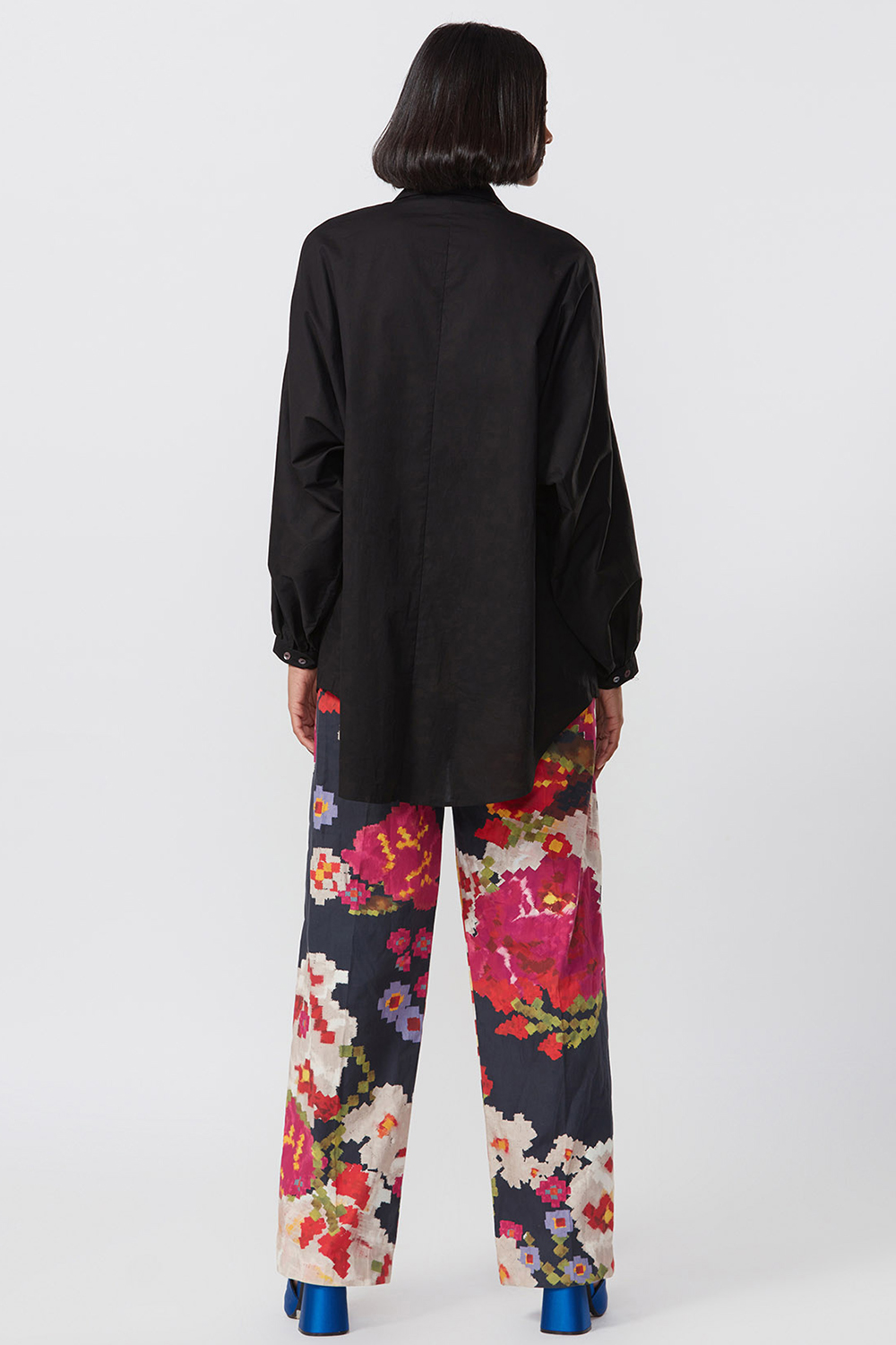 Batwing Oversized Shirt With Intricate Mirror And Thread Hand Embroidered Motif