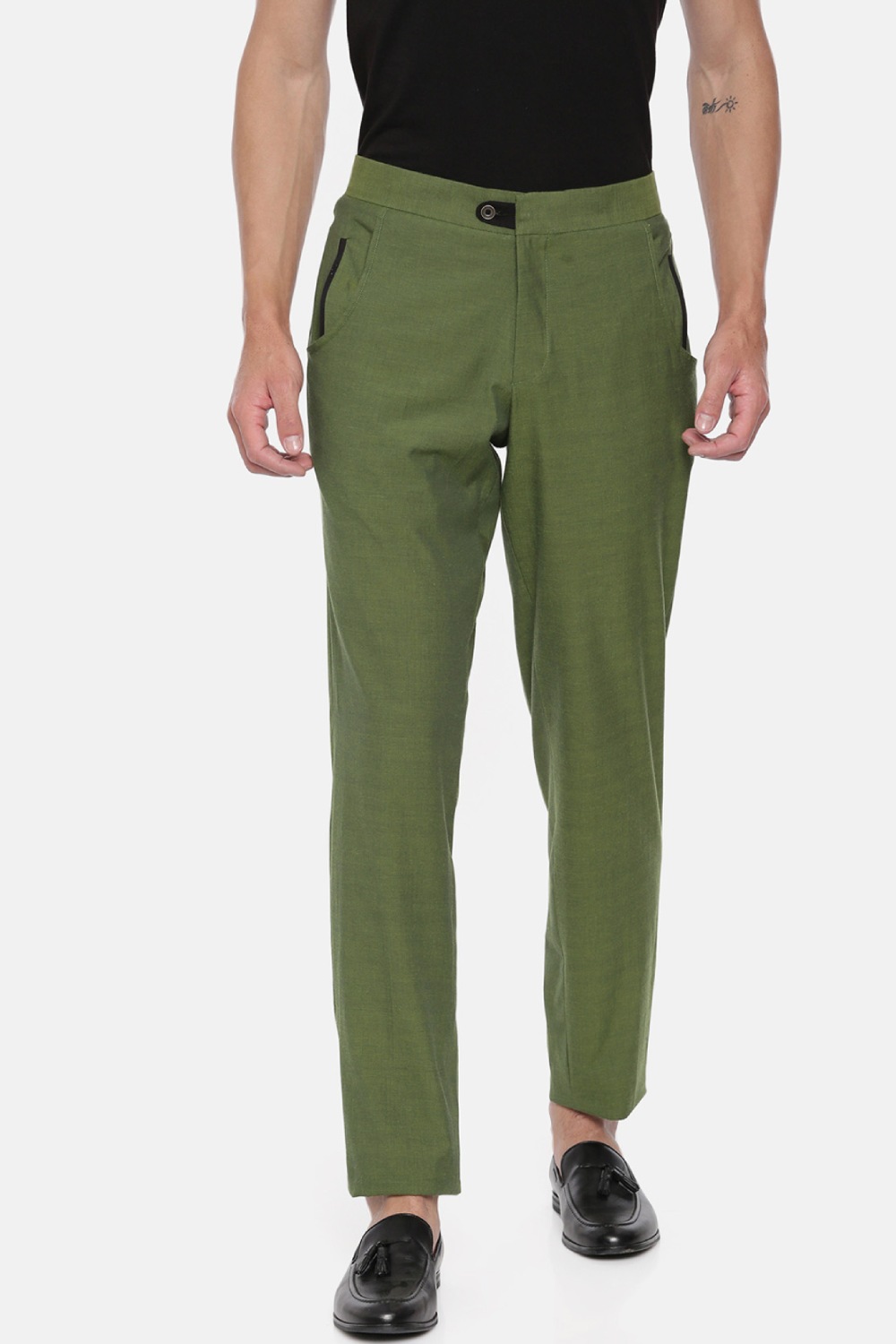 Green Cotton Double Pocket Trousers