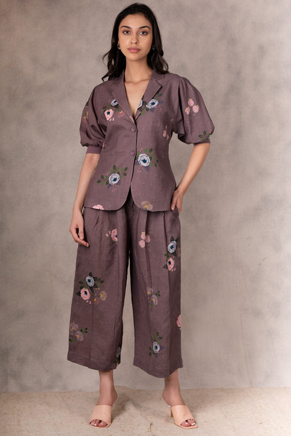 Grape Berry Eden Print Jacket And Culottes  