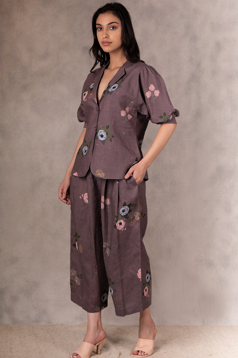 Grape Berry Eden Print Jacket And Culottes  