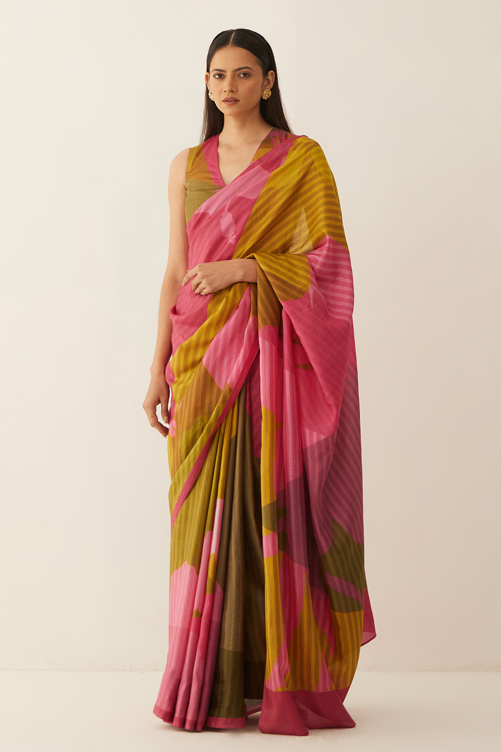 Multi Colour Grid Silk Saree