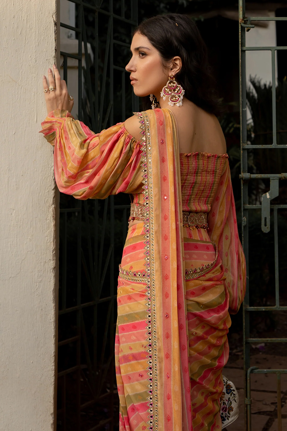 Vintage Stripe Sari Set
