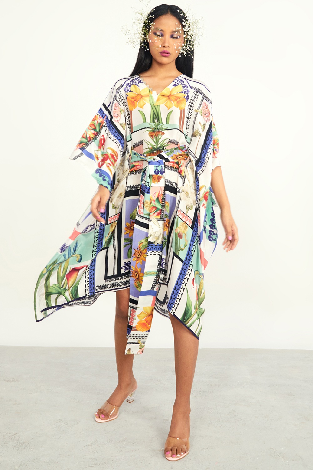 Multicolour Embroidered Kaftan Dress