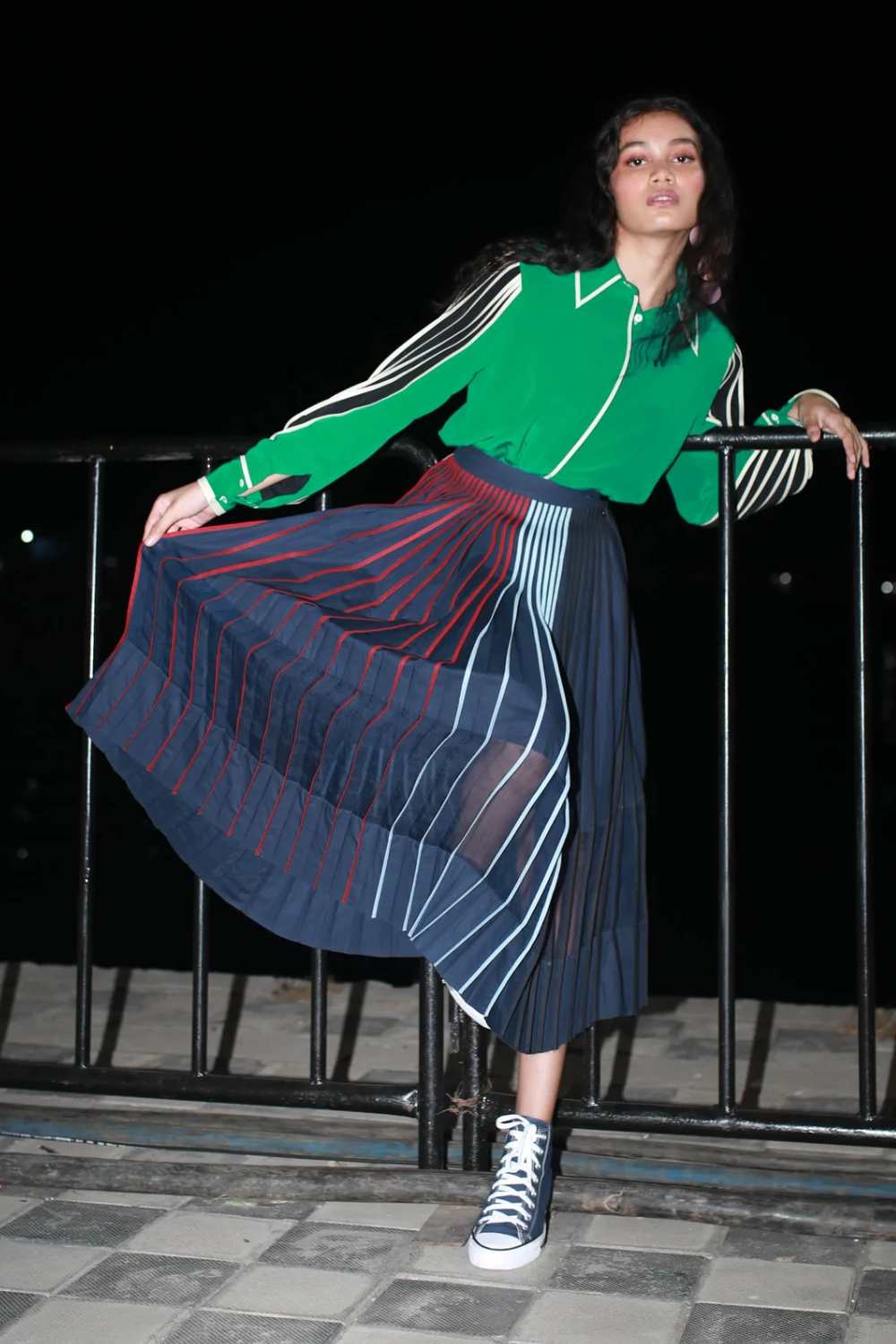 Classic Hand-bound Pleated Silk Skirt